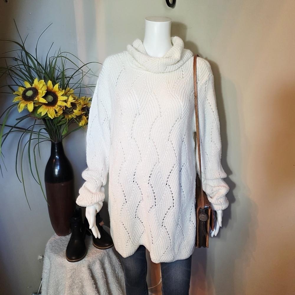 Coldwater Creek Cream Cowl Neck Sweater
